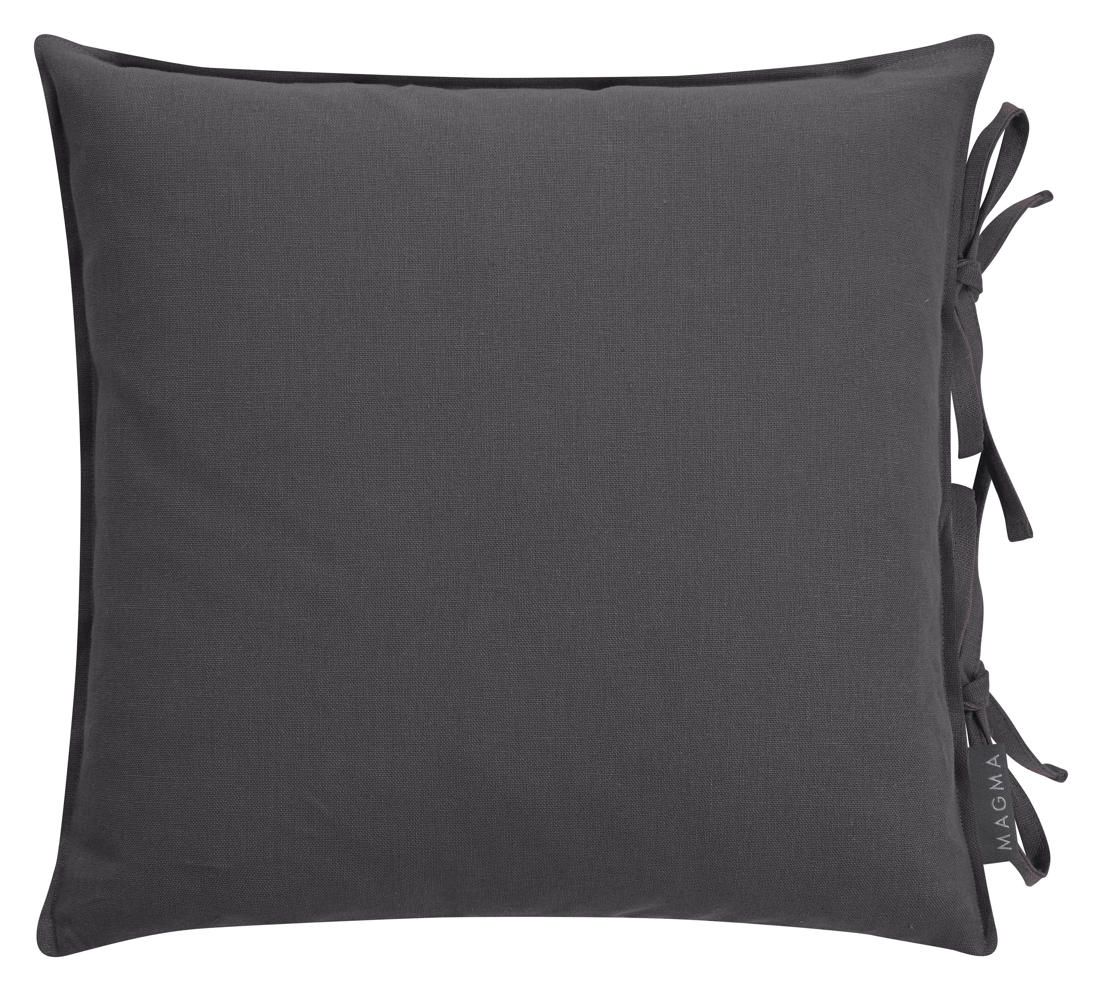 LION - Housses de coussin à nouettes 100% lin anthracite 40x40 - Lot de 2