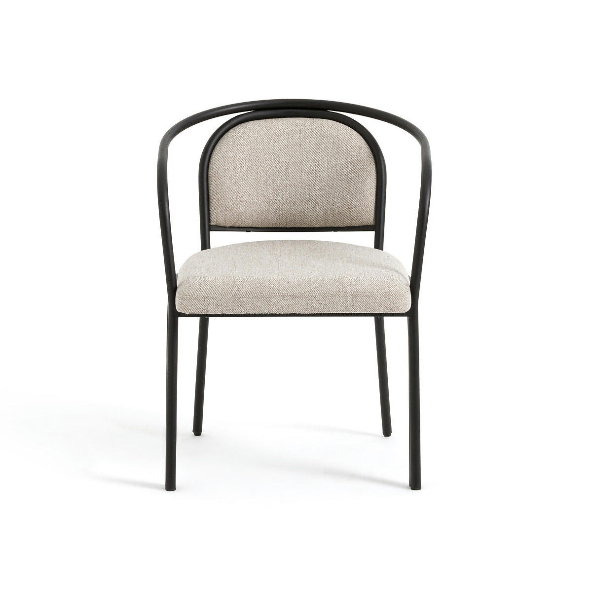 Fauteuil de table acier et tissu chiné, Lindsay