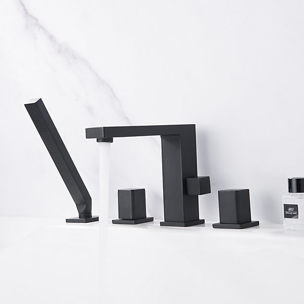 Mélangeur design en noir pour montage sur bord de baignoire 4 trous 6081B
