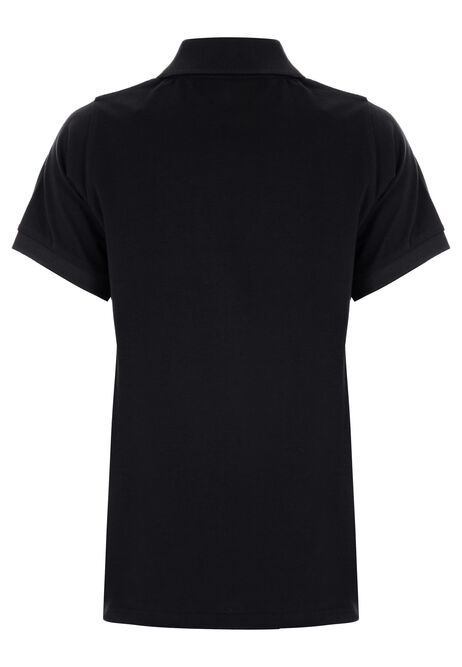 Older Boys Black Ottoman Zip Neck Polo Shirt