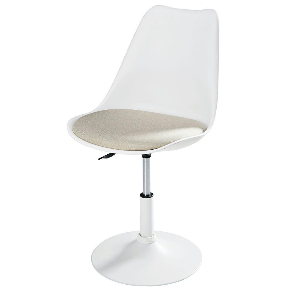 Circle - Chaise en métal blanc mat et tissu beige