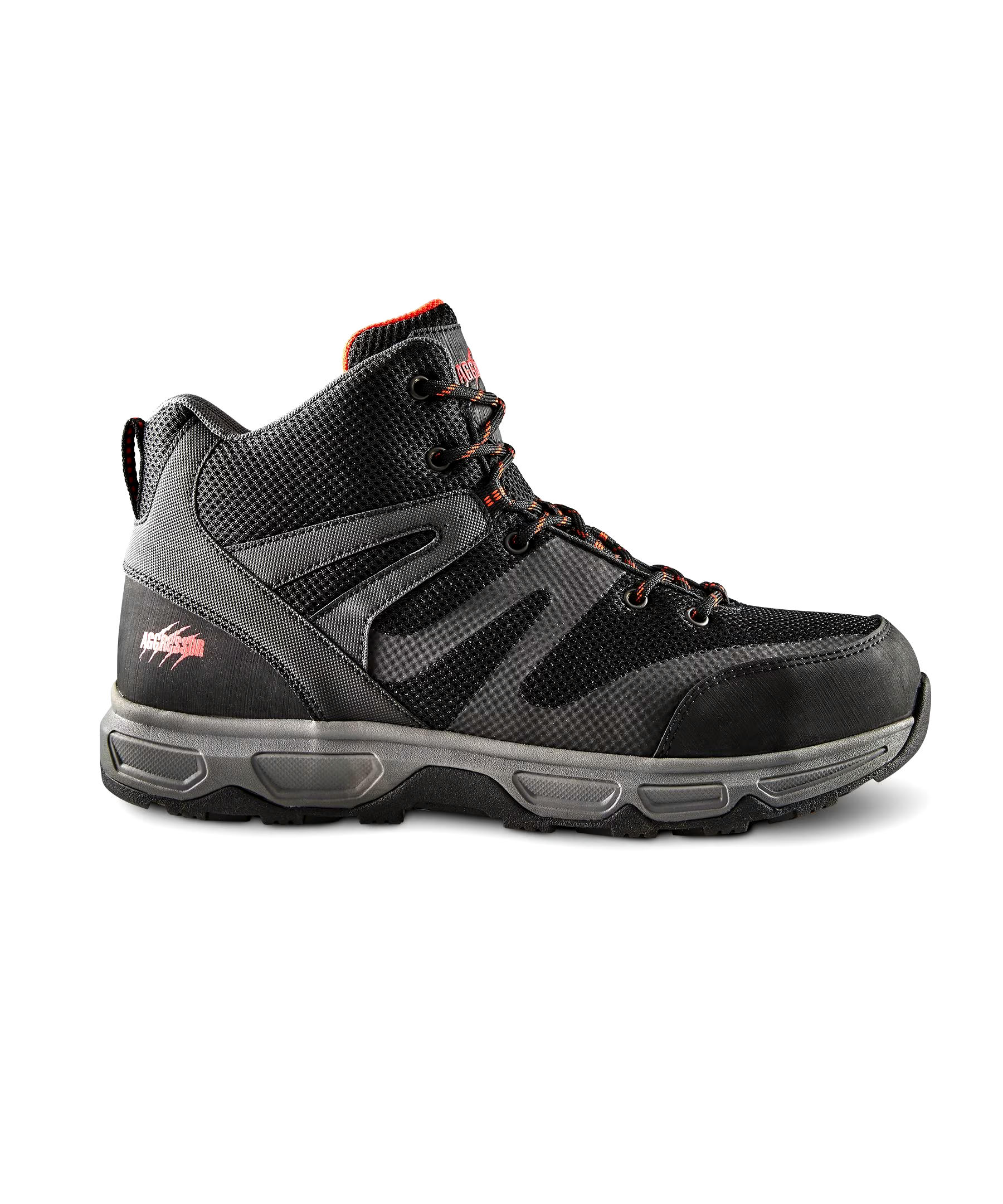 Aggressor Men's Steel Toe Steel Plate Mid-Cut Lace Up Style Safety Boots - Black