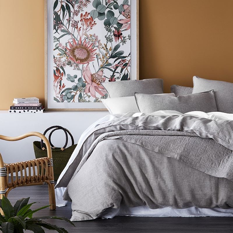 Vintage Washed Linen Grey Marle Pillowcase