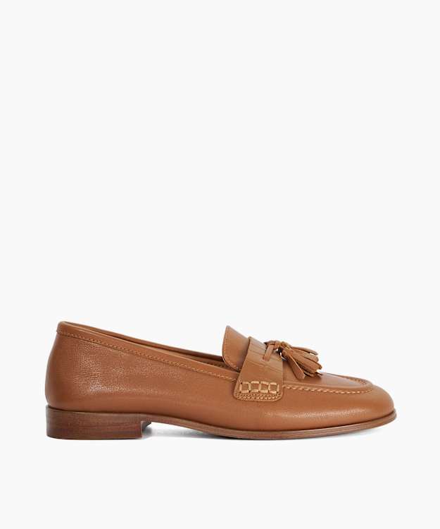 Giavonni Tan - Leather Tassel Trim Loafers