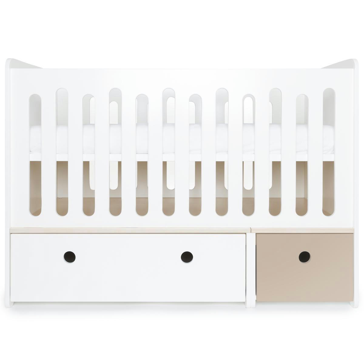 COLORFLEX - Lit bébé évolutif 70x140cm blanc-gris chaud