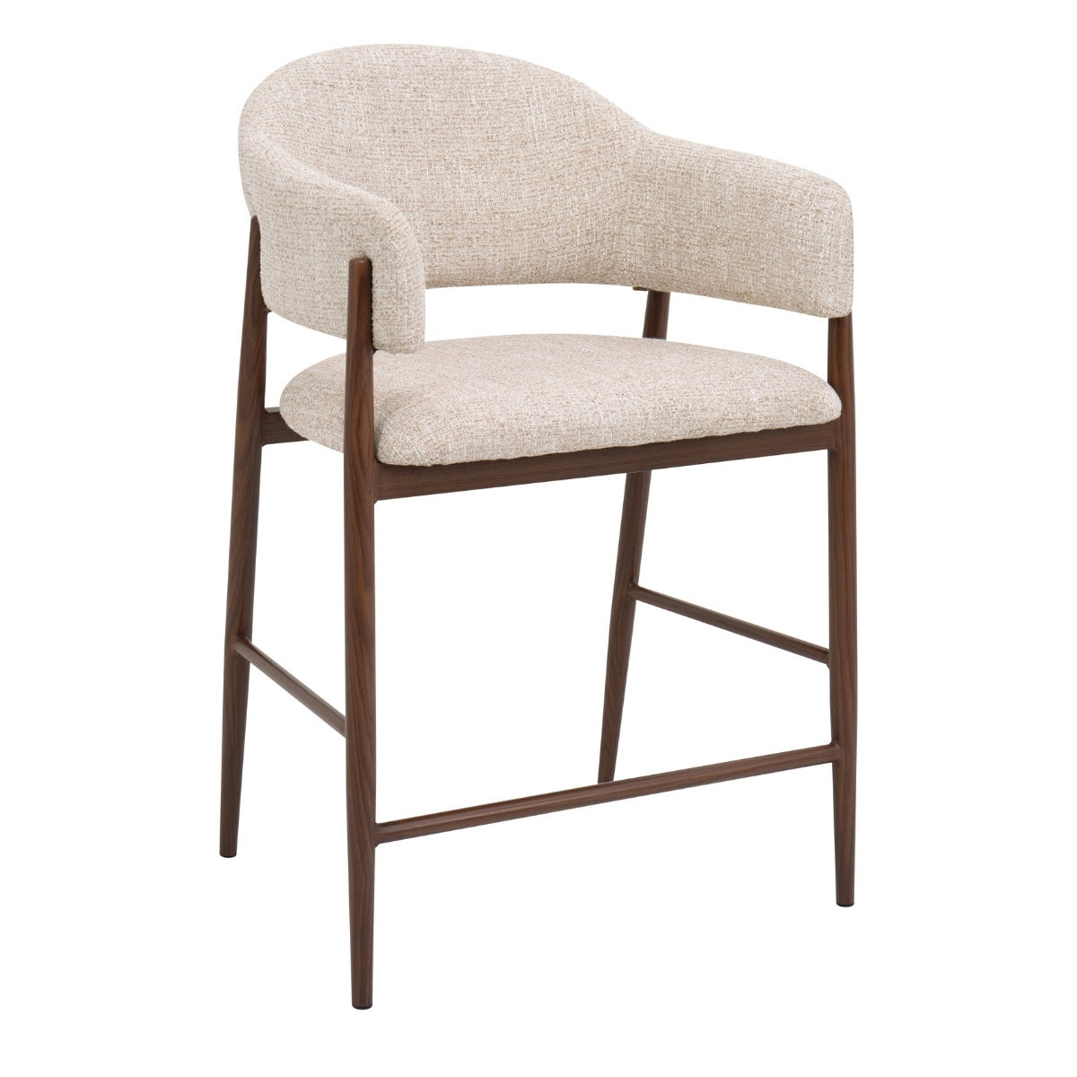 DÉJA Living Barkruk Dénia - Beige/Walnoot - Zithoogte 75cm - Set van 2