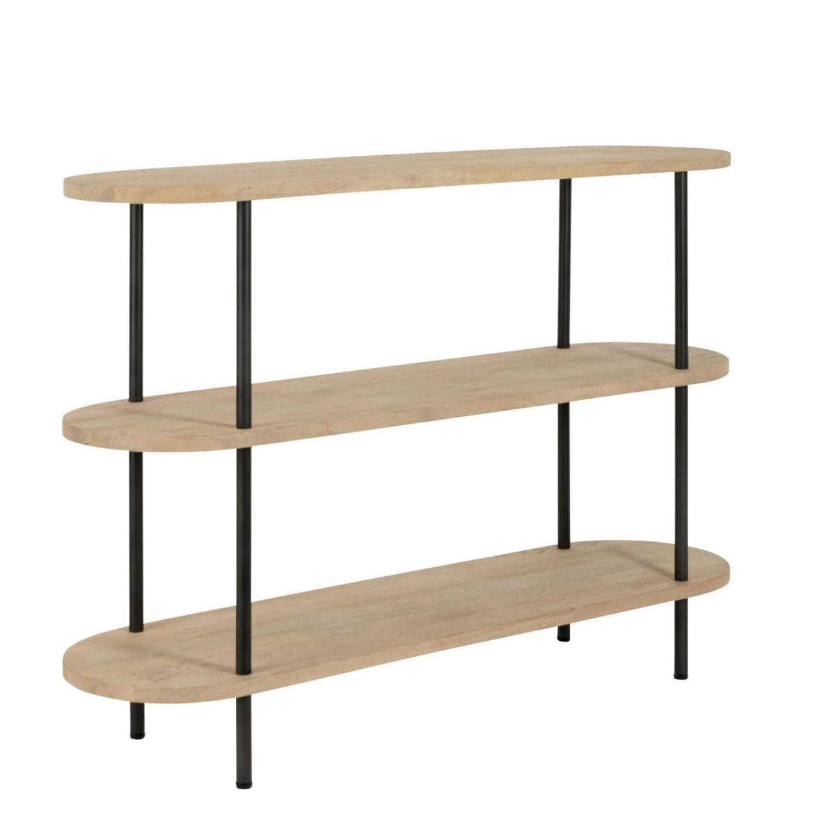 IGOIR - Console contemporaine en bois clair et métal noir