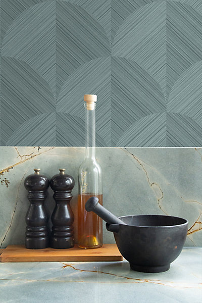 Origin Wallcoverings papier peint effet 3D bleu gris 53 cm x 10.05 m