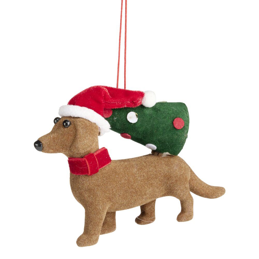 Teckel de No&euml;l à suspendre L12cm (3 modèles)