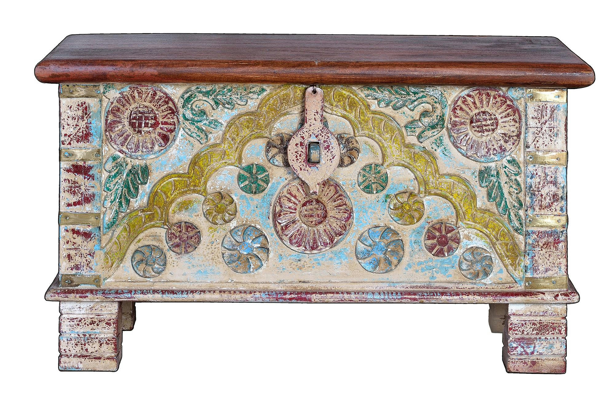 - Coffre en bois de manguier couleur noyer