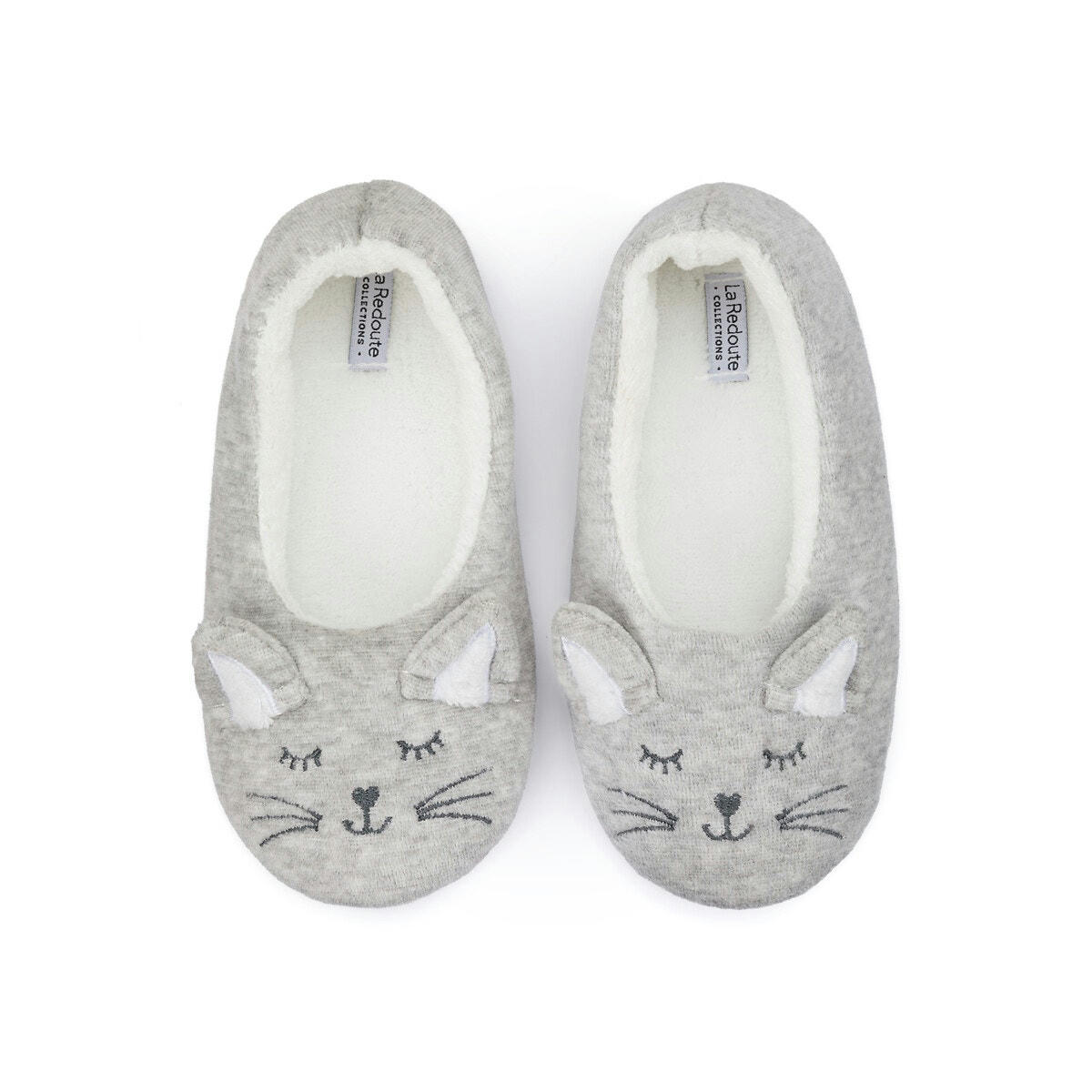 Chaussons ballerines chauds en velours motif chat