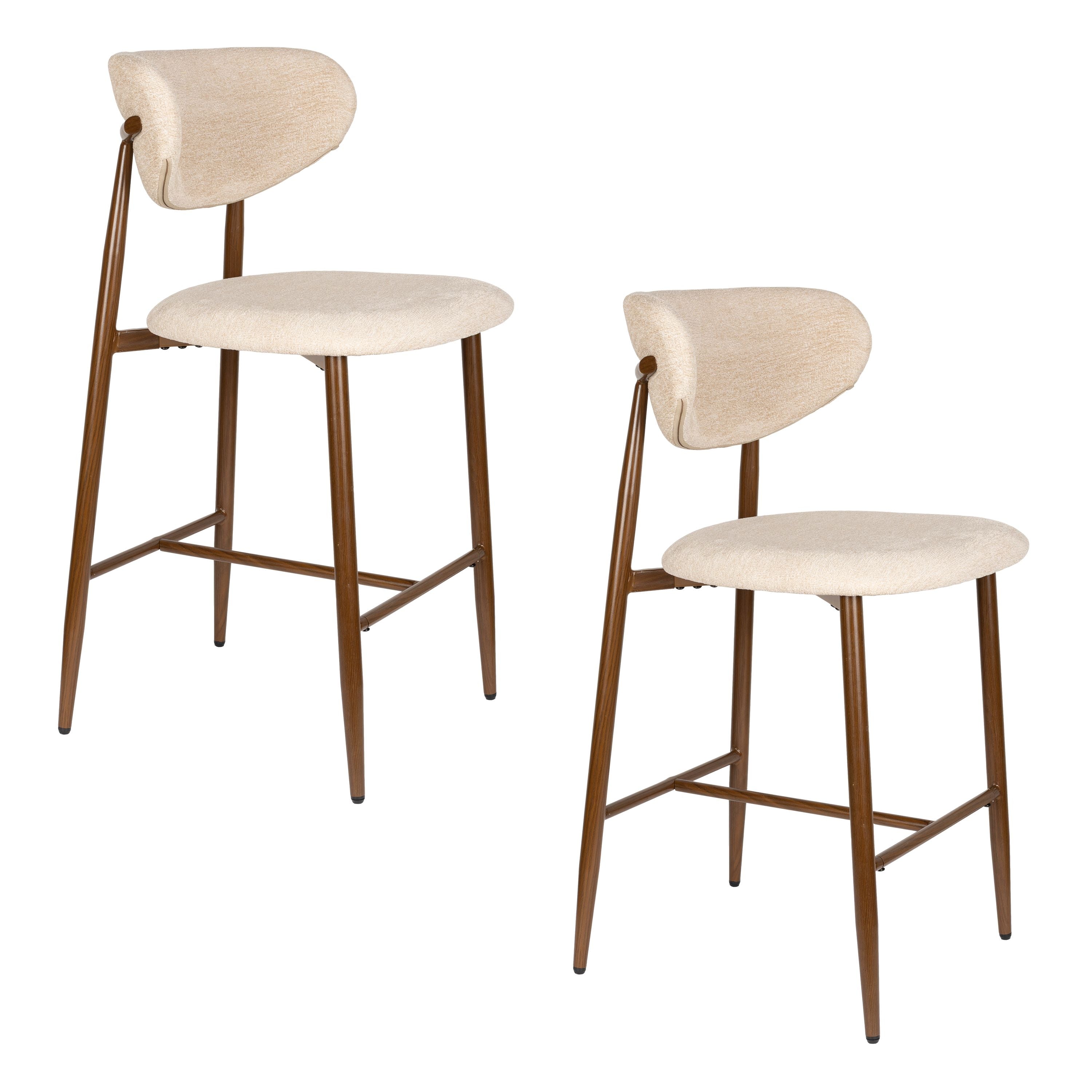 Housecraft Living Noor Barkrukken rugleuning 66 cm Beige - Set van 2