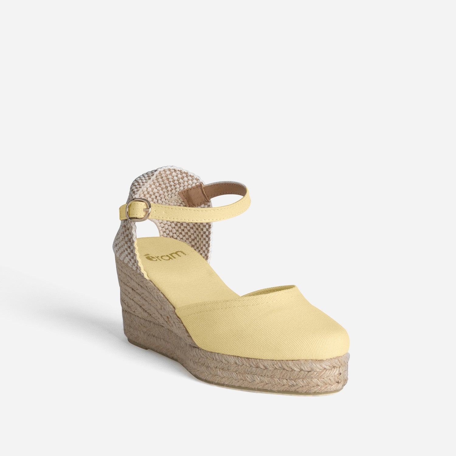 Espadrille compensée jaune toile