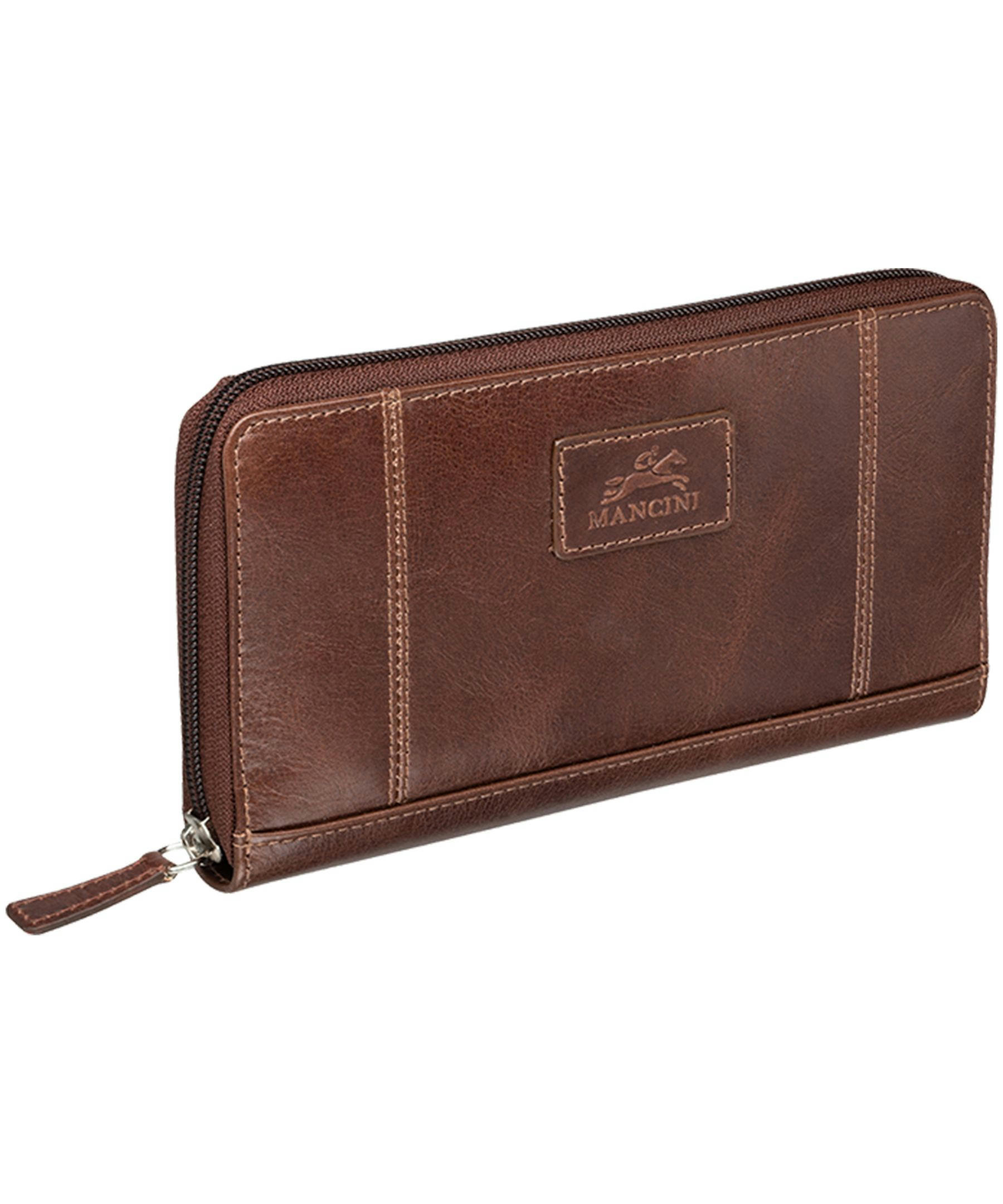 Mancini Leather Goods Women's Casablanca RFID Secure Clutch Wallet Brown