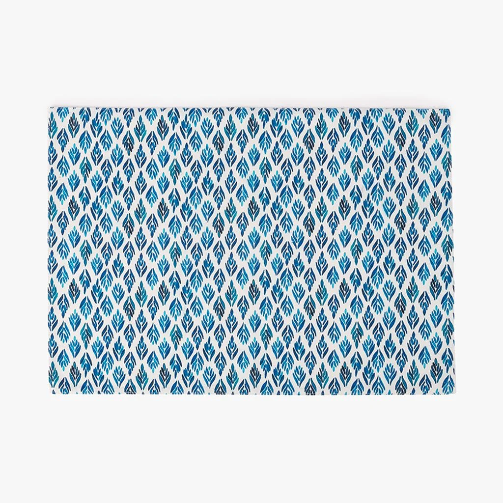 Individual de Algodão Retangular Folhas Azuis BLUE BIRD
