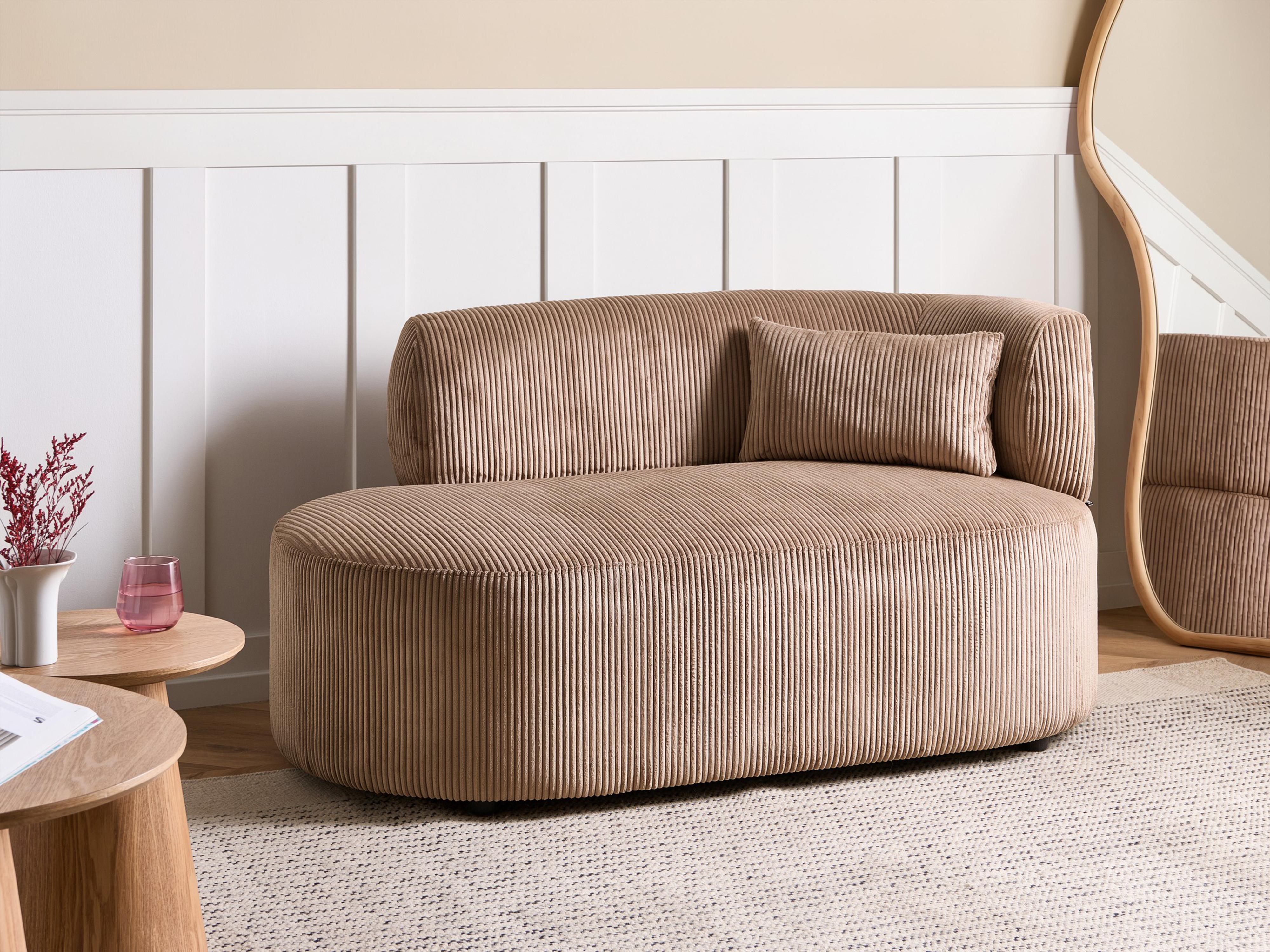 Right-Hand Chaise Longue VANVEY Corduroy Sand Beige