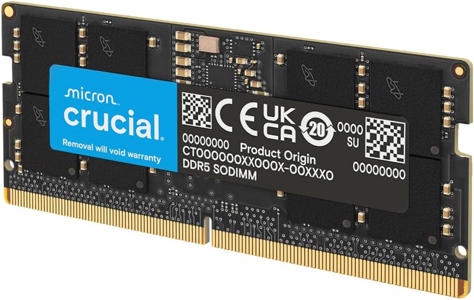 Crucial 32GB DDR5 RAM, 5600MHz (or 5200MHz or 4800MHz) Laptop Memory, SODIMM 262-Pin, Compatible with 13th Gen Intel Core and AMD Ryzen 6000 - CT32G56C46S5