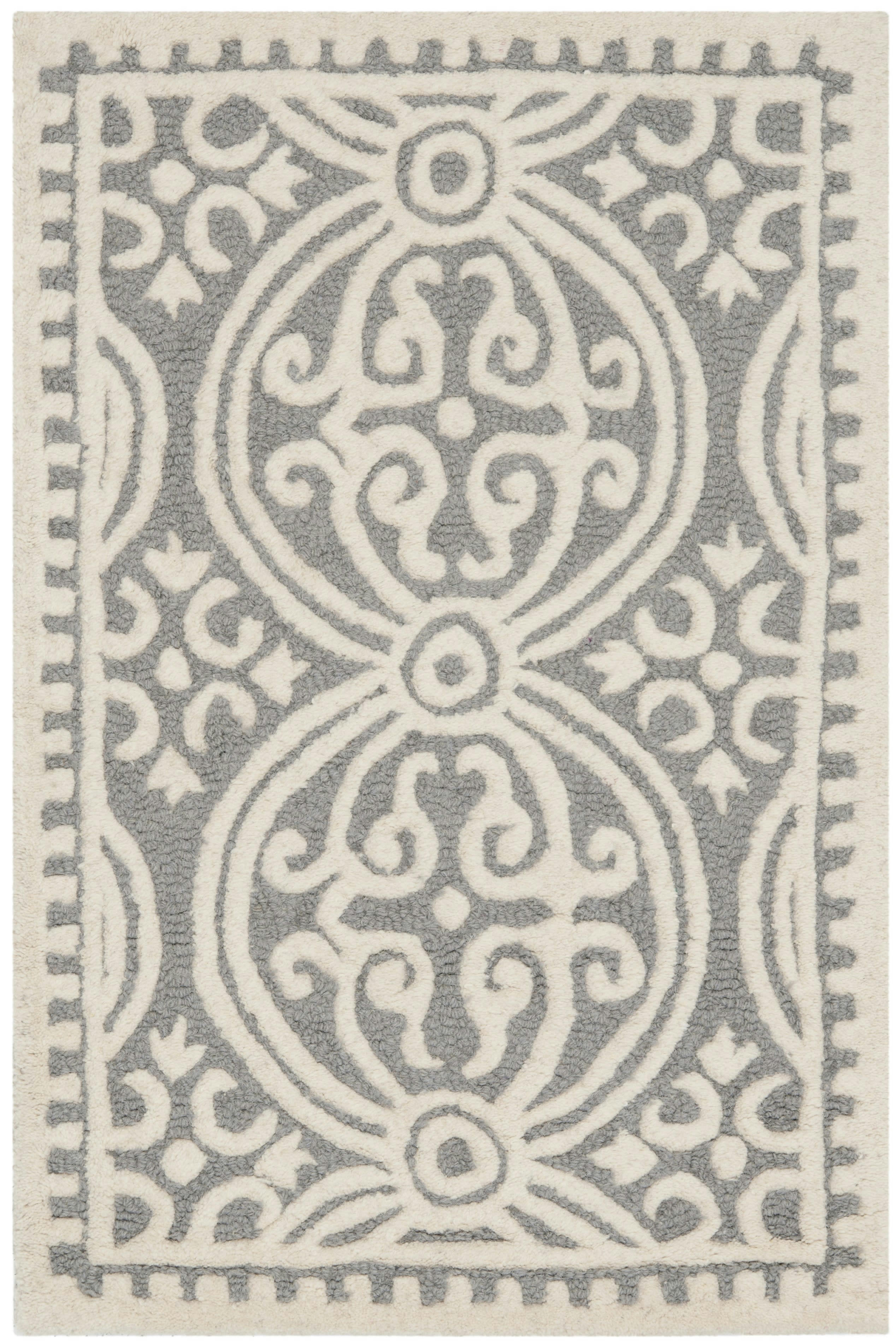 CAMBRIDGE - Tapis de salon interieur en argent & ivoire, 91 x 152 cm