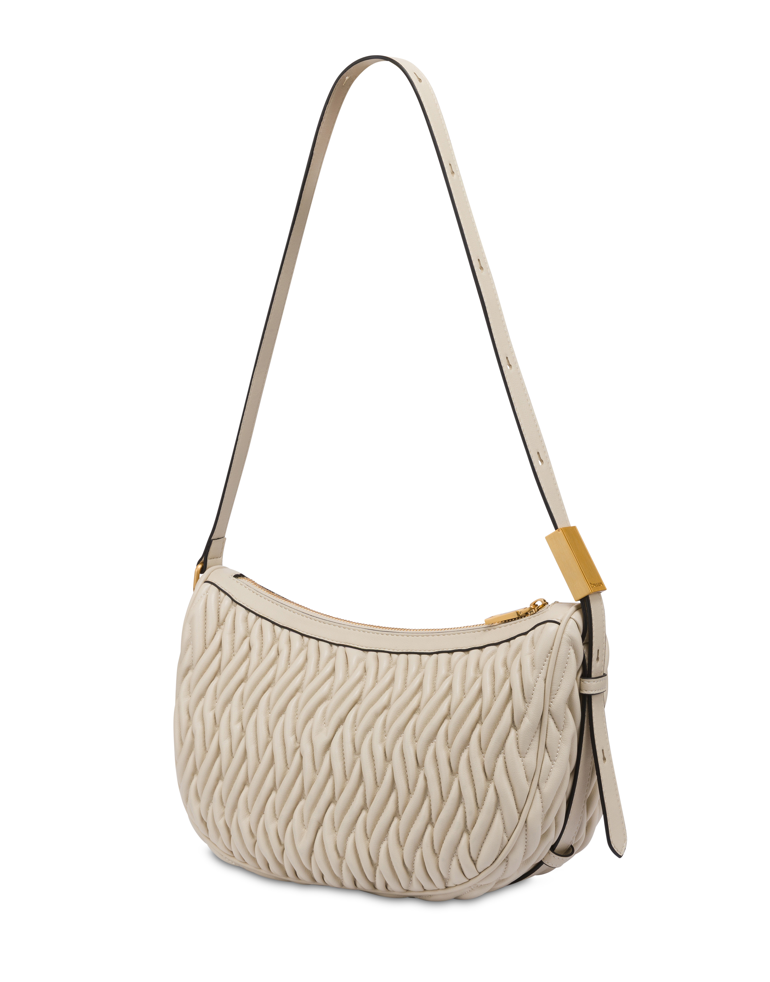 Borsa A Spalla Alba In Quilted Pu E Soft Pu Avorio/avorio