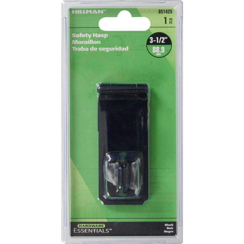 Hillman Fixed Staple Safety Hasp, Black, 3-1/2-in