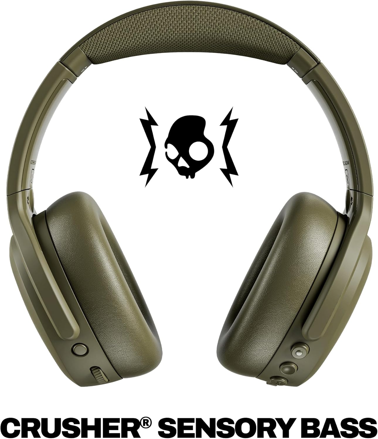 Skullcandy Crusher ANC 2 Wireless Over-Ear Bluetooth Headphones with Multi-Sensory Bass, Active Noise Cancelling, Up to 60 Hours Battery, Microphone for iPhone Android - Drab