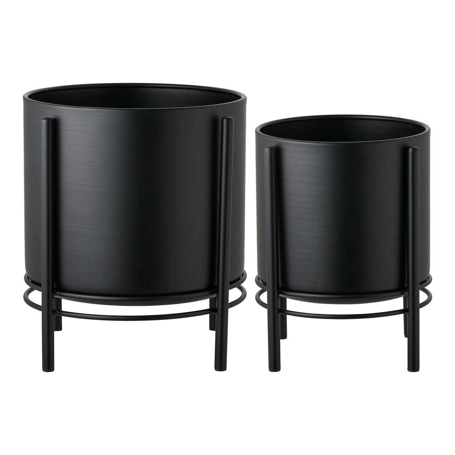 Cache-pot noir design sur petits pieds (lot de 2)