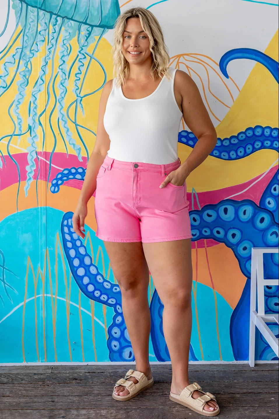 Lucas Denim Shorts in Pink