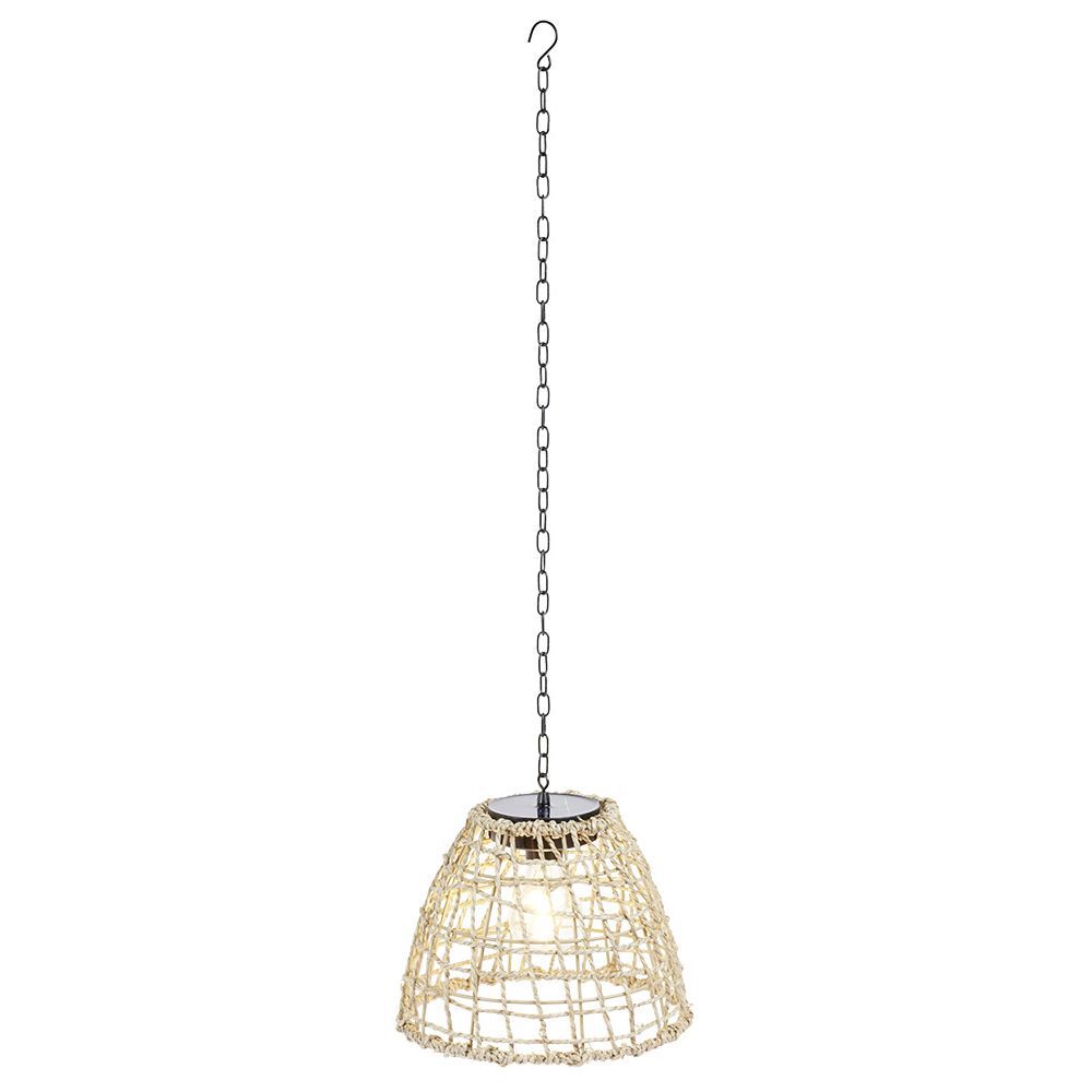 Suspension solaire effet rotin tressé quadrillage ajouré Ø22xH110cm