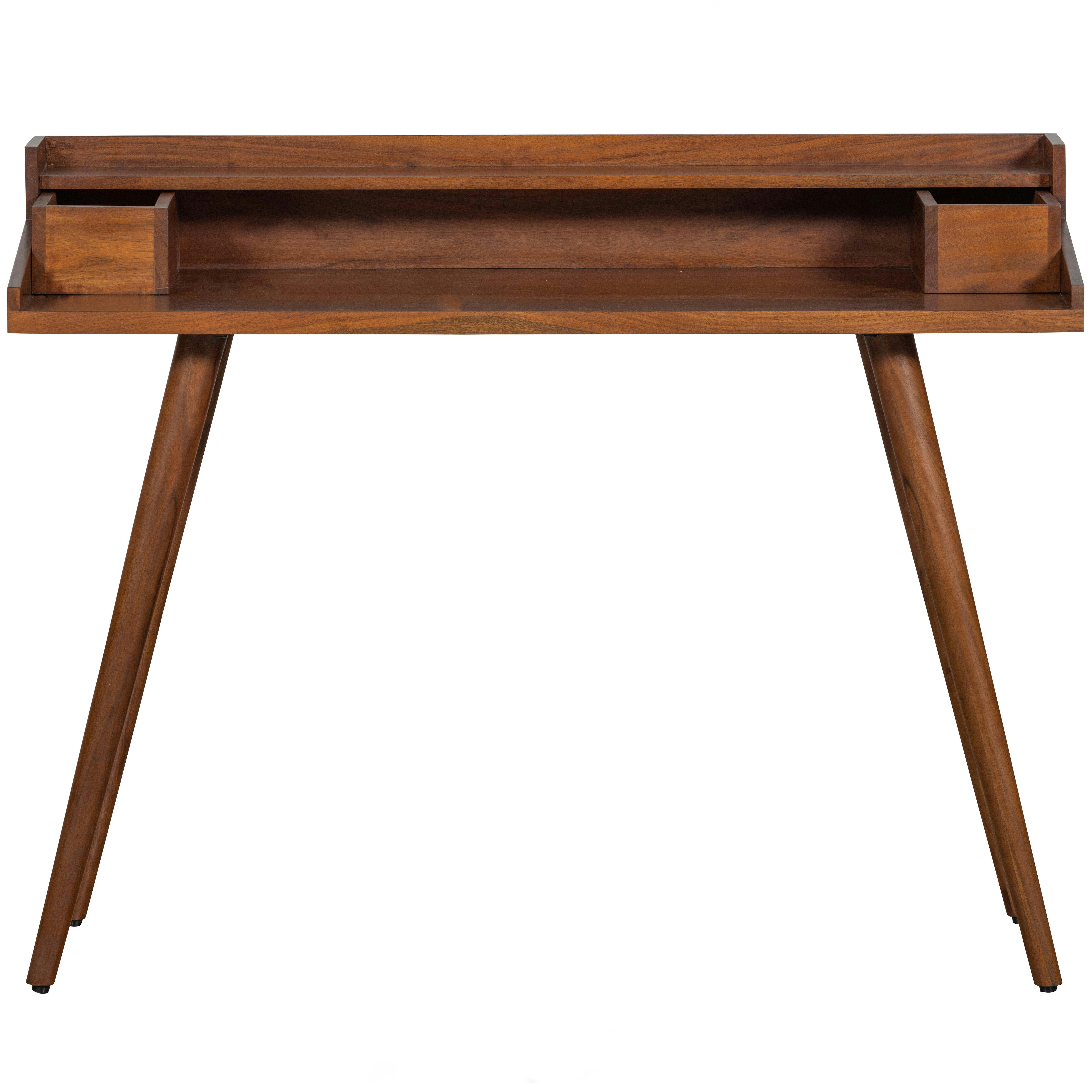 BRIK - Bureau rétro en bois d'acacia - deux bacs à accessoires