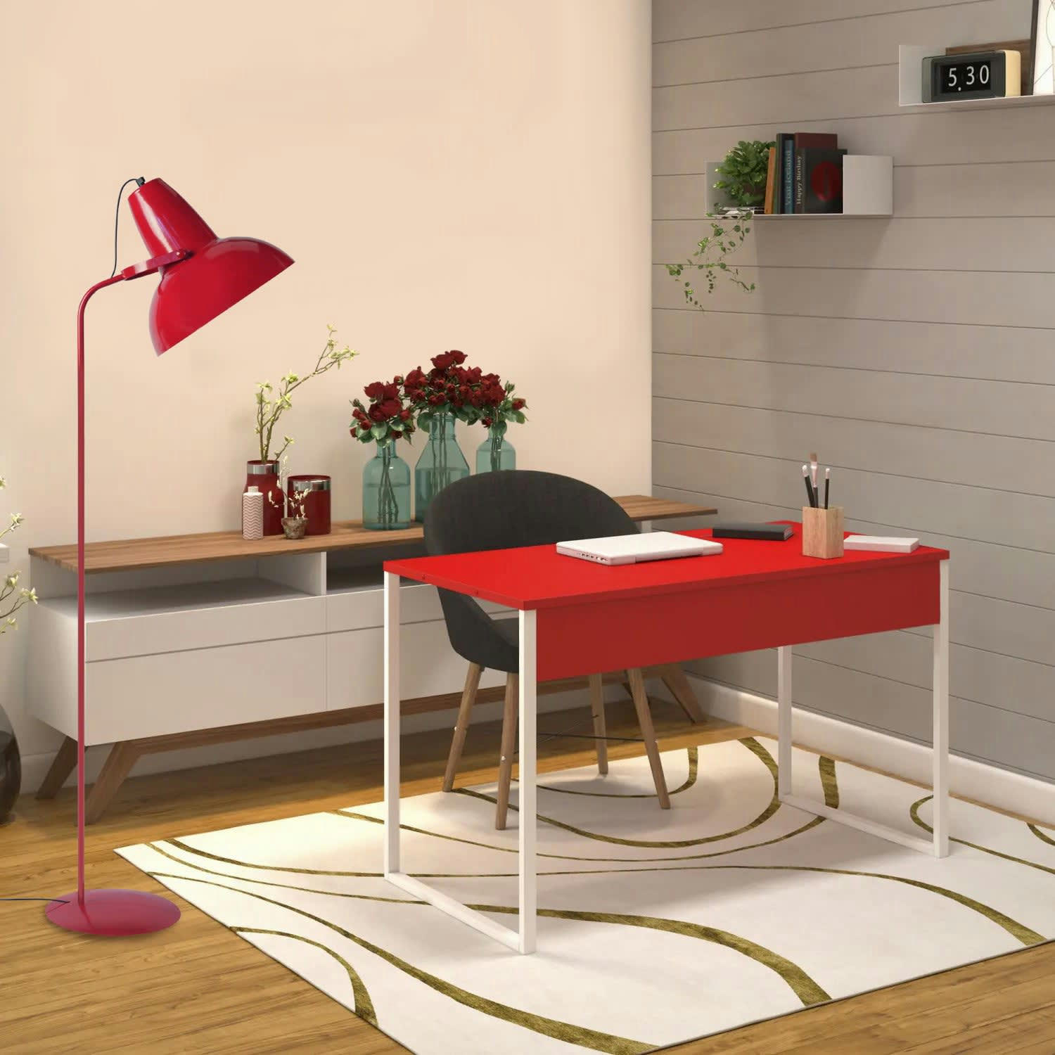 AQUITAINE - lampadaire liseuse métal rouge