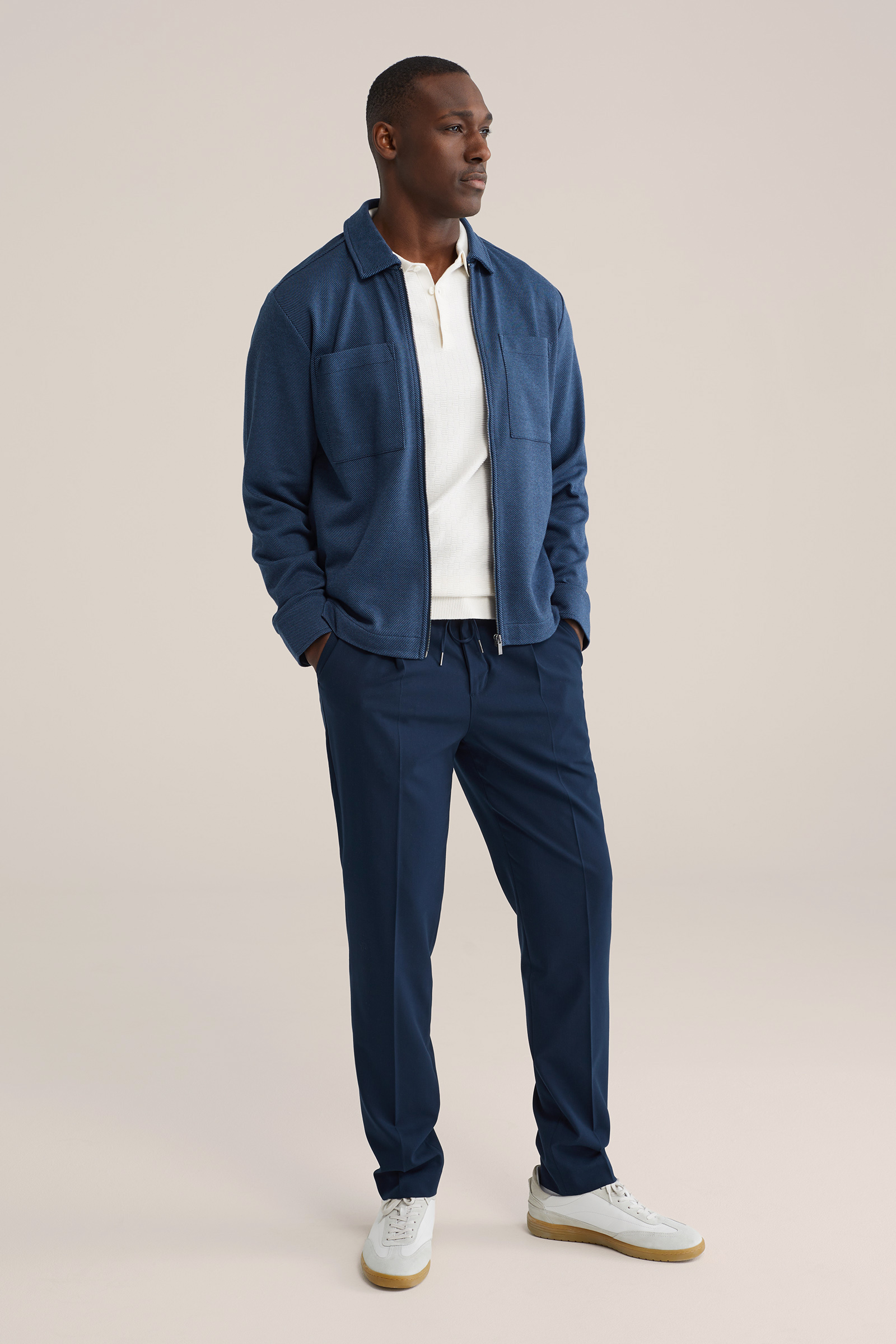 Heren regular fit gebreide polo met structuur