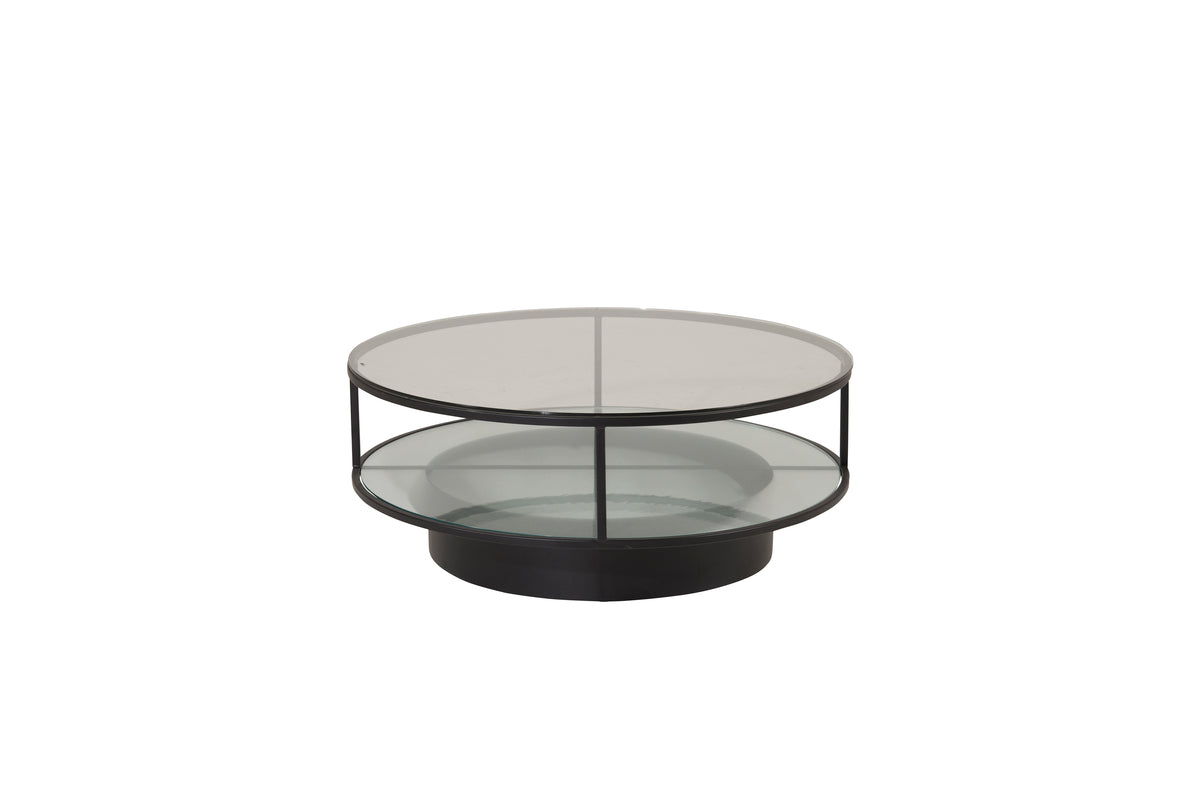 Rebellenclub Salontafel Hobro - Ø100 cm - Zwart met Glas