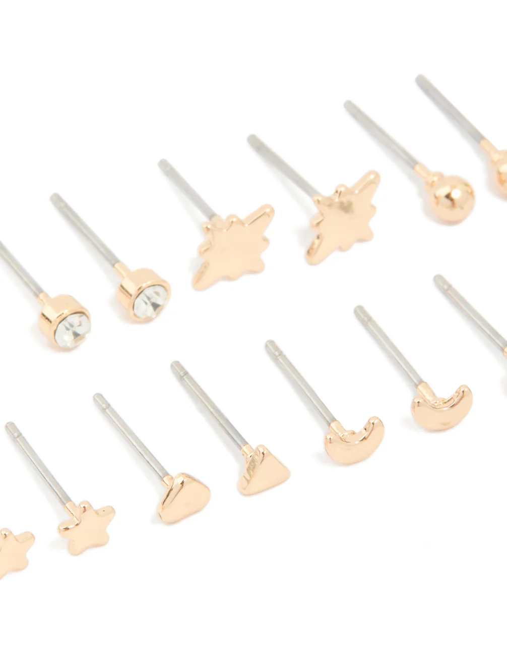 Gold Star & Ball Stud Earrings 7-Pack