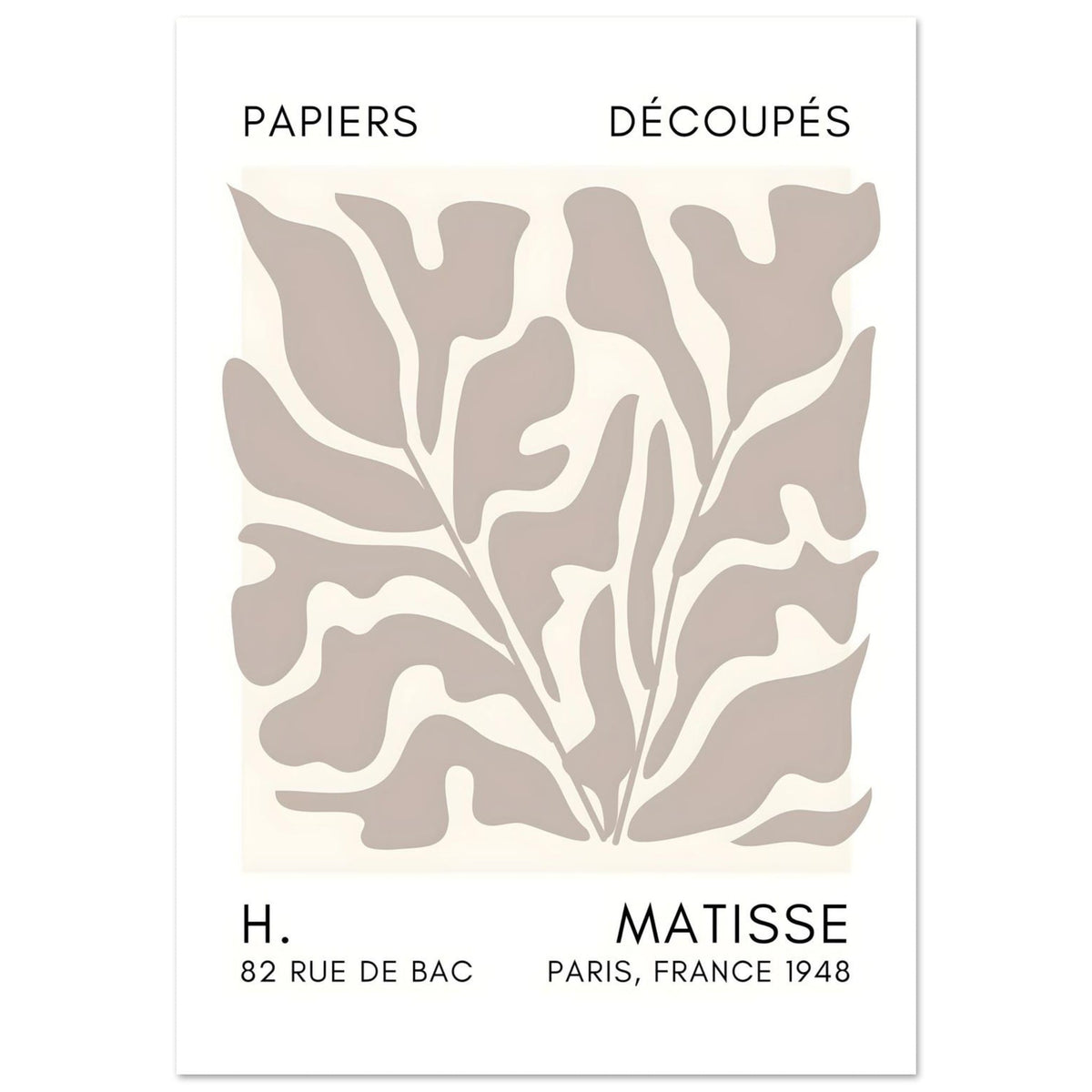 Artfulprints Poster Matisse – Seabed shapes grey  - 70x100 cm - Grijs