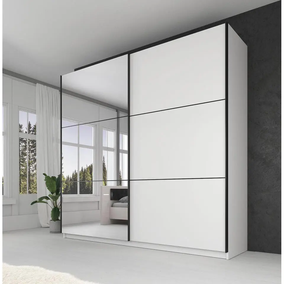 Meubella - Kledingkast Samantha - Wit - 217 cm - Met spiegel