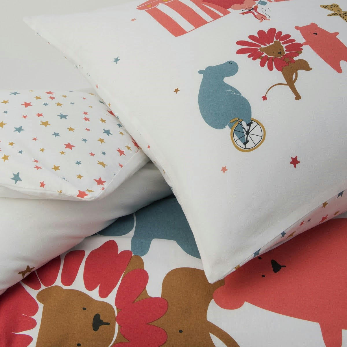 CIRCUS - Parure de lit enfant coton  imprimé blanc 140x200cm