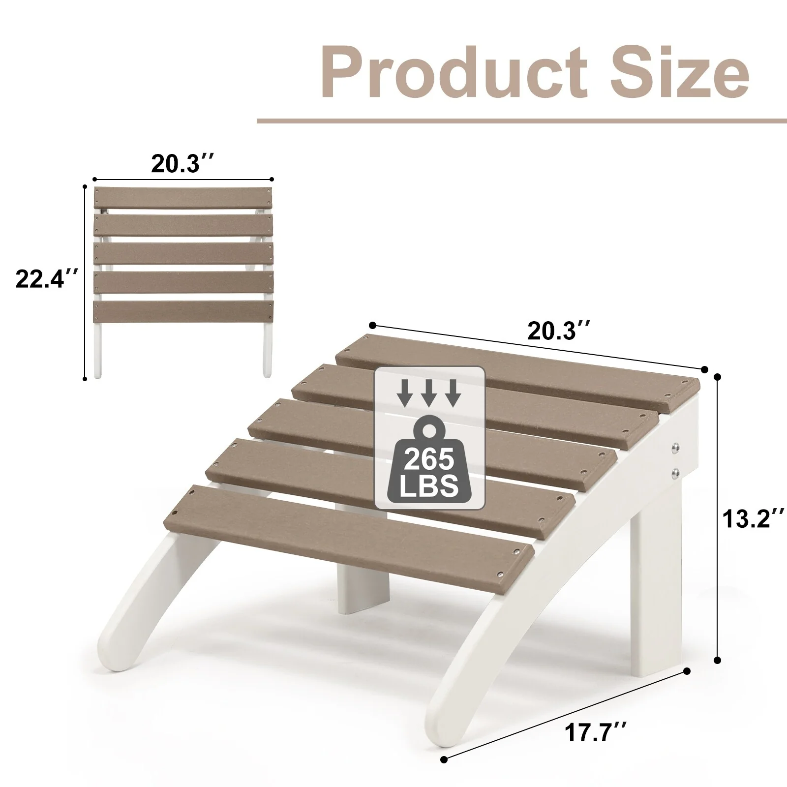 Aoodor Outdoor Adirondack Ottoman - Weather-Resistant HDPE Patio Footrest for Ultimate Relaxation