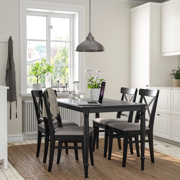 DANDERYD / INGOLF Table and 4 chairs, black/Nolhaga gray-beige, 51 1/8 