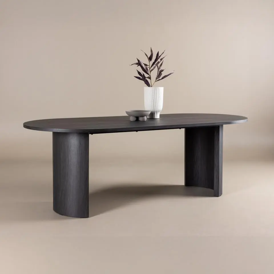 Eettafel Ovaal - Zwart - 220x100x75cm - Grundsund