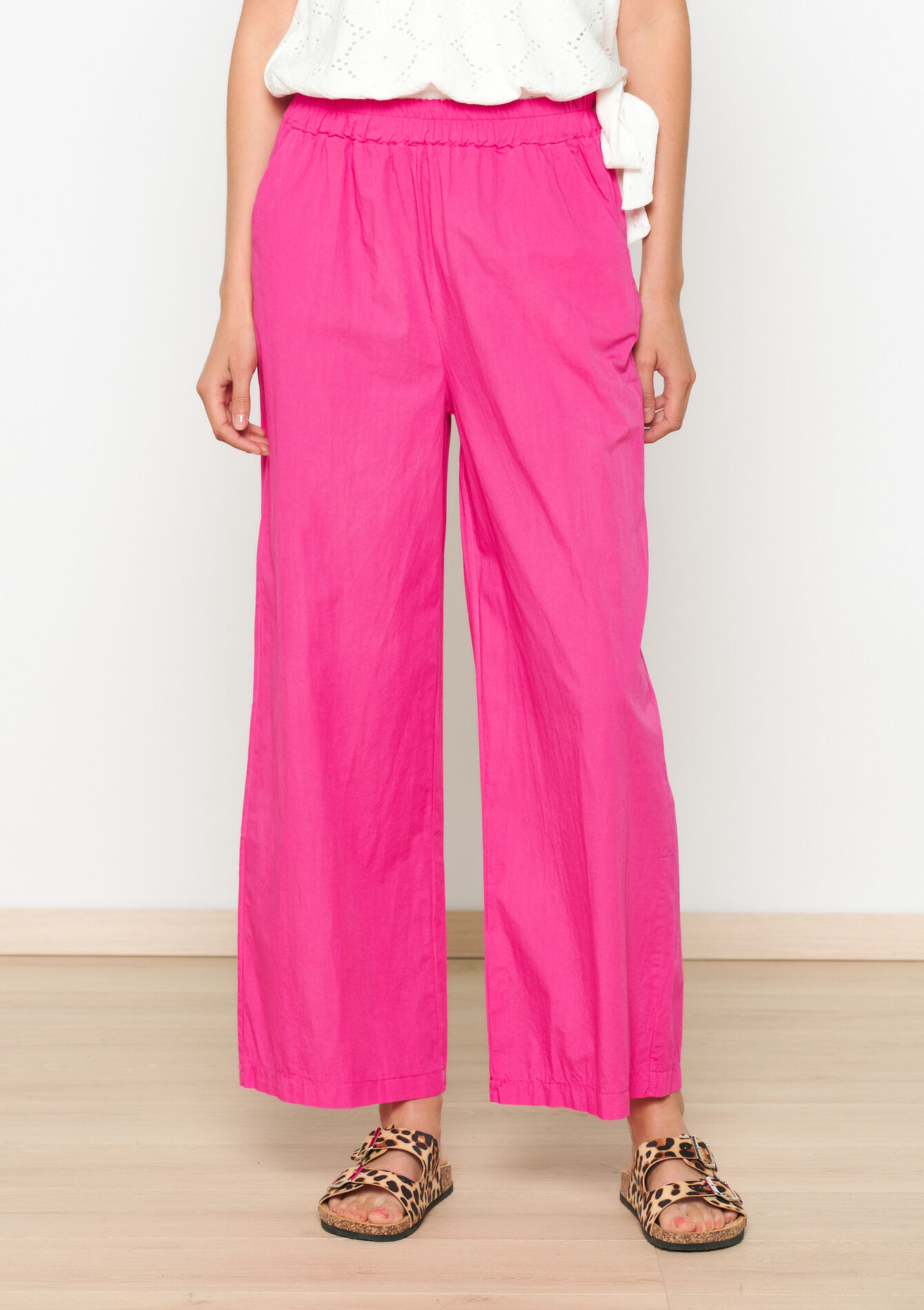 Wijde popeline broek