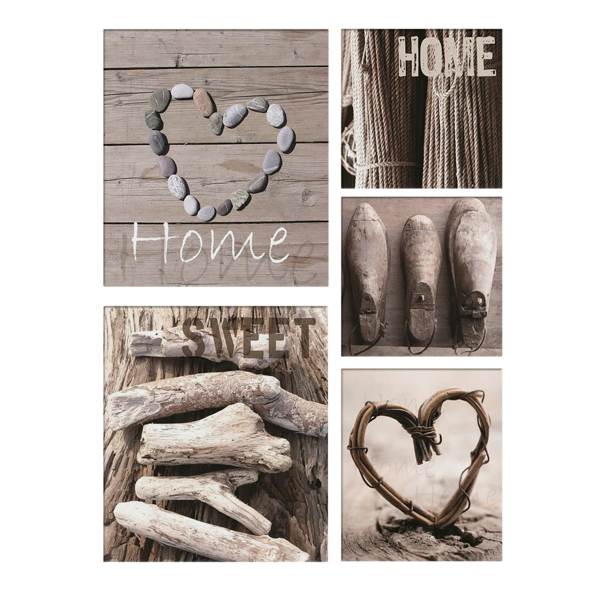 Art for the Home Canvas Set van 5 - Home Sweet Home - 80x60 cm