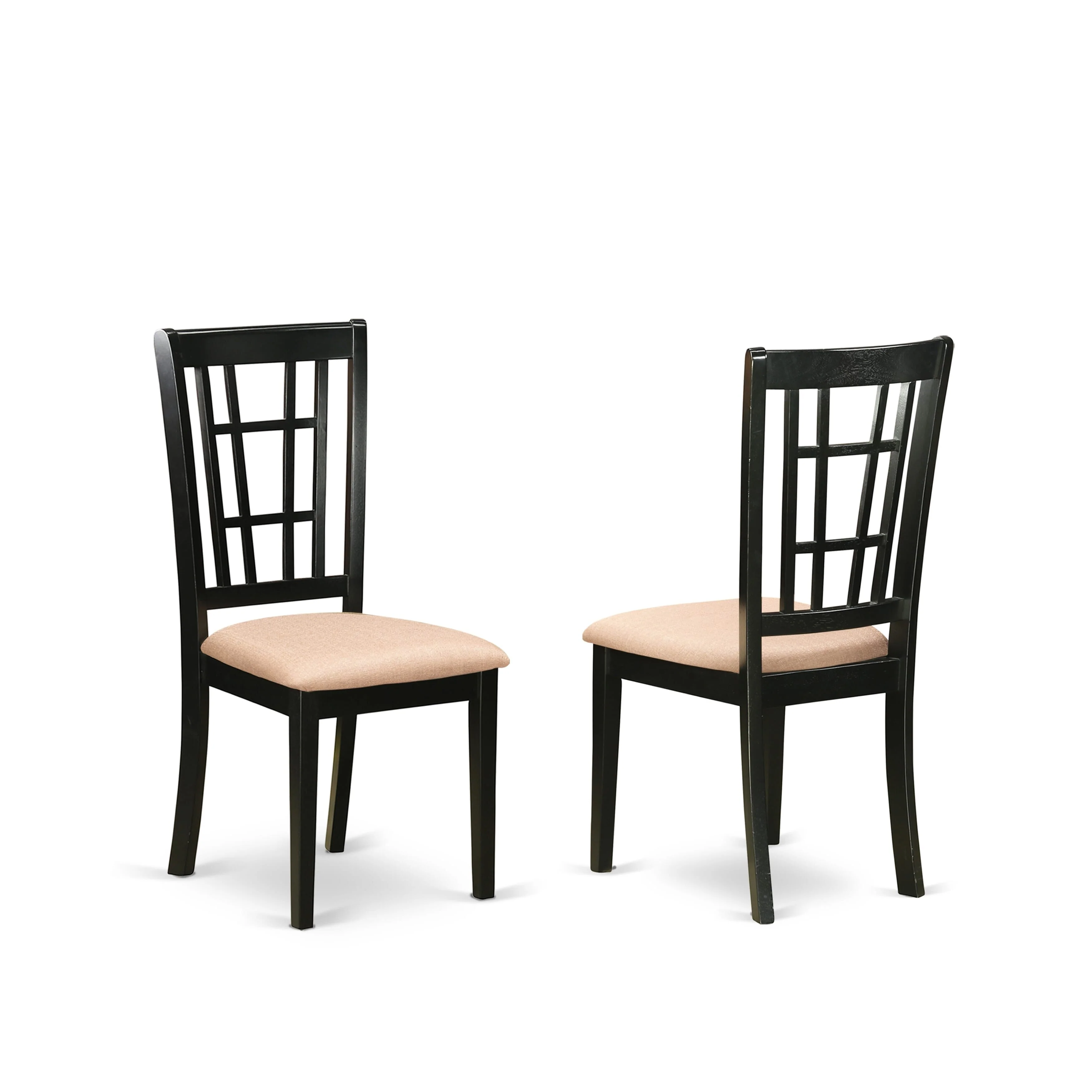 East West Furniture Nicoli Dining Room Chairs - Dining Chairs, Set of 2, Black (Chair Seat Type Options)