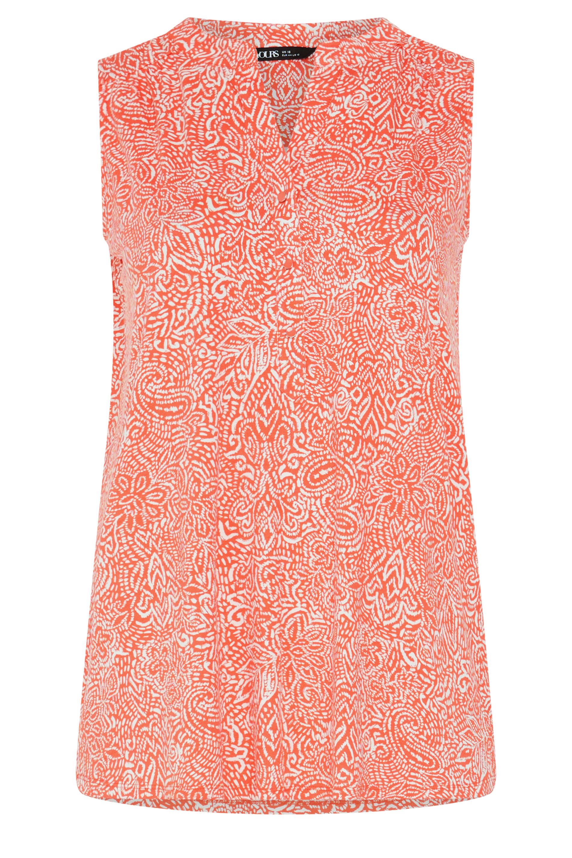 Yours Floral Ikat Print Sleeveless Swing Blouse