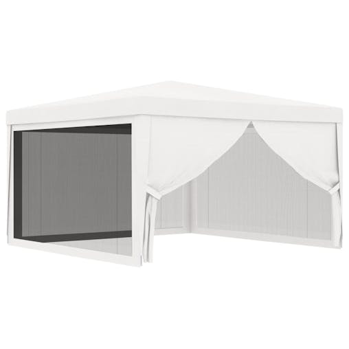 NNEVL Party Tent with 4 Mesh Sidewalls 4x4 m White