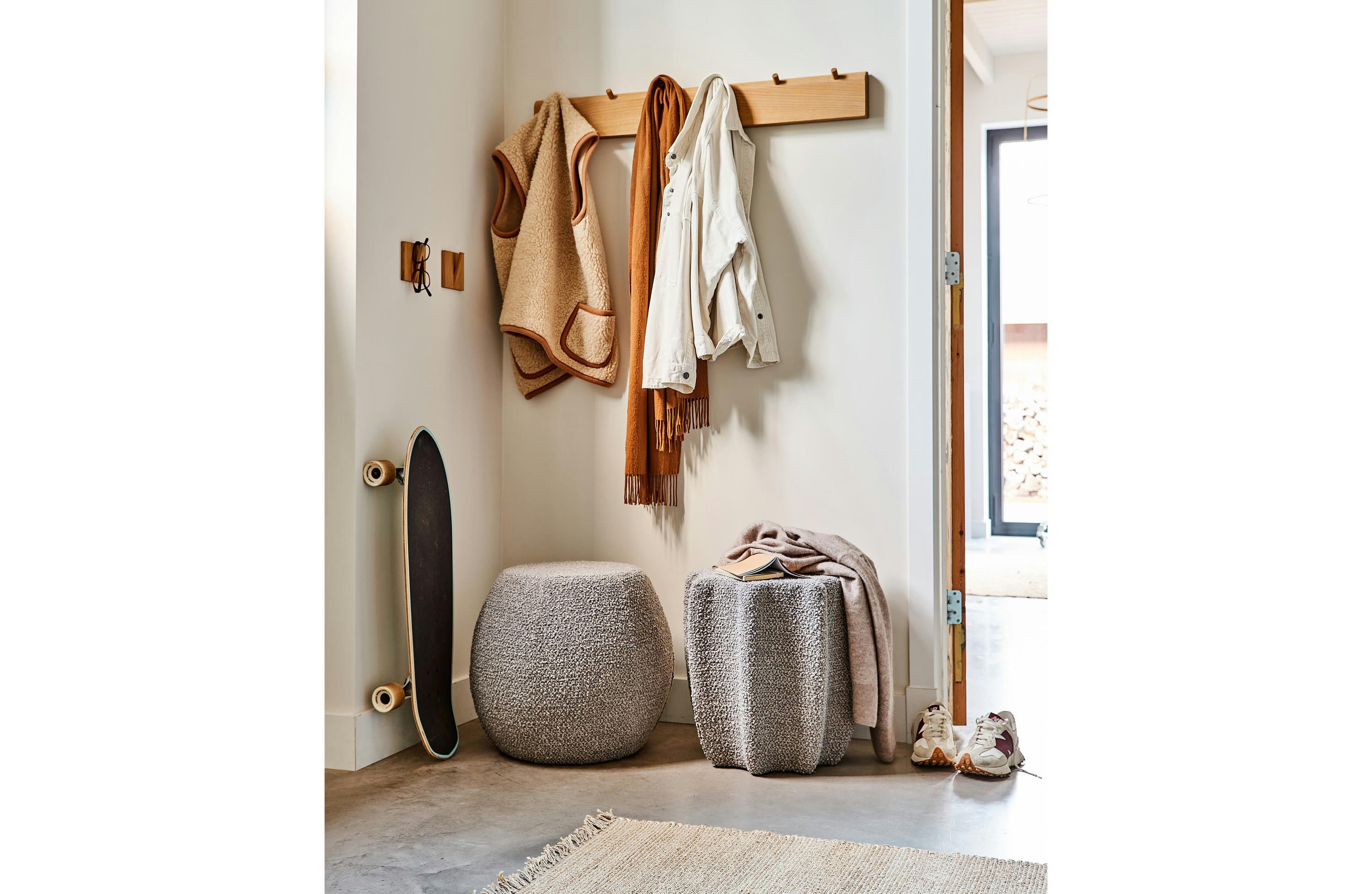 STAR - Pouf en tissu gris