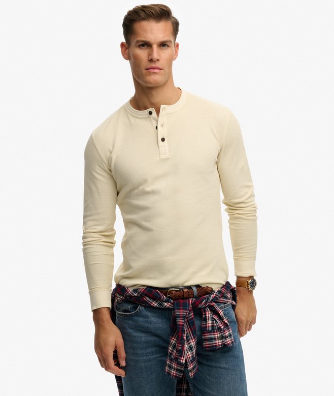 Lightweight Textured Henley Top