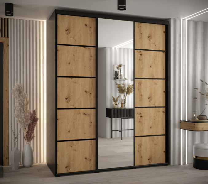 Szafa przesuwna 60 wysoka Davos 5 190 czarny artisan czarny