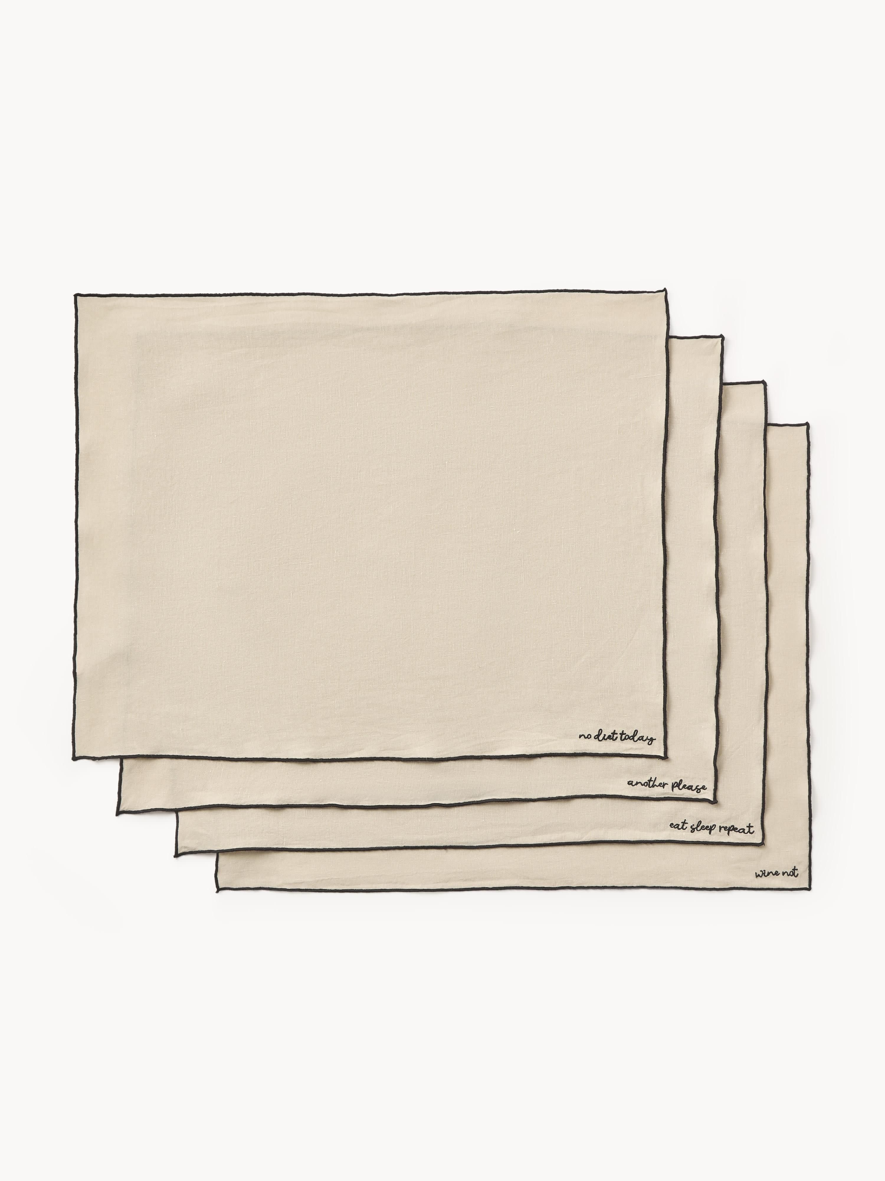 Bestickte Leinen-Tischsets Cosmo, 4er-Set