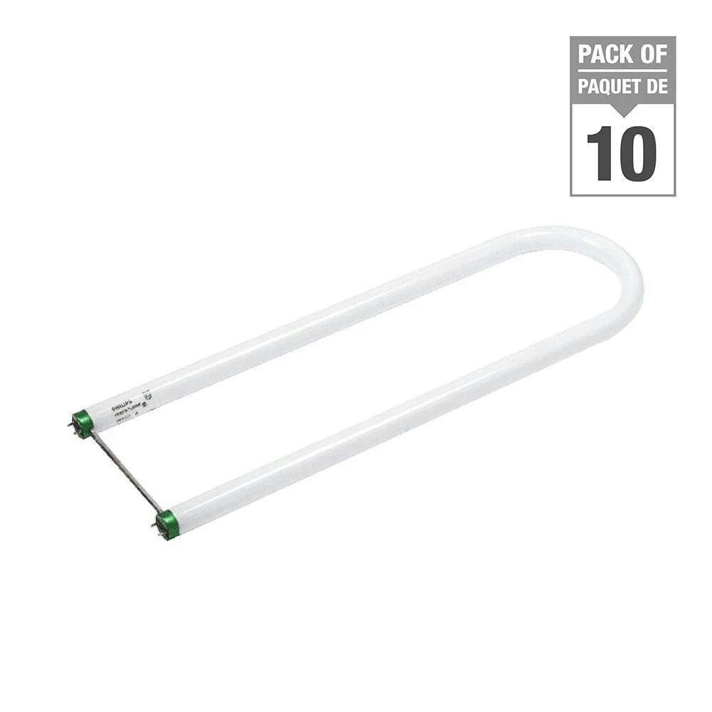 Philips T12 G13 Bi-Pin Base Fluorescent Tube Light Bulbs, Cool White, 34W, 48-in, 10-pk