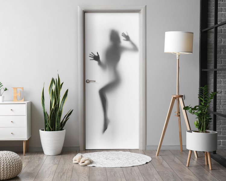 Naklejka na drzwi Cień za szybą 75x205 cm Fototapeta